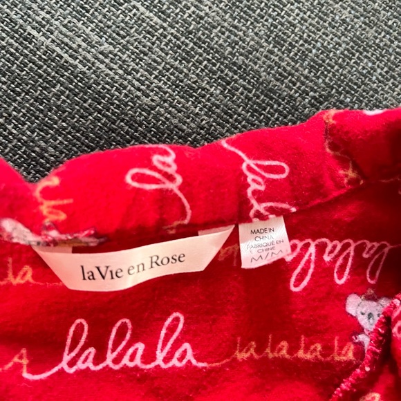 MEDIUM PIJAMA LA VIE EN ROSE RED TOP AND BOTTOM - Picture 2 of 4